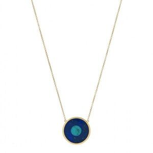 Jennifer Meyer 18K Yellow Gold Lapis Lazuli Turquoise Evil Eye Pendant Necklace